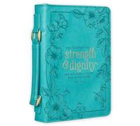 Christian Art Gifts - Portada de la Biblia para mujer, proverbios de fuerza y dignidad, 31:25, color verde azulado, talla M