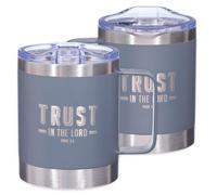 Christian Art Gifts Stainless Steel Double Wall Vacuum Insulated Camp Style Travel Mug 11 oz Gray Coffee Mug with Retractable Lid for Men/Women with B