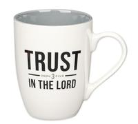 Christian Art Gifts Taza de café y té de cerámica para hombres y mujeres: Trust in the Lord - Proverbios 3:5 inspirador versículo bíblico, negro, 12 onzas.