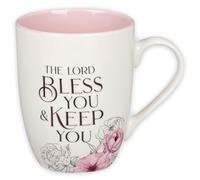 Christian Art Gifts Taza de café y té de cerámica para mujer: May the Lord Bless You and Keep You - Números 6:24 versículo bíblico inspirador, floral, rosa, 12 onzas.