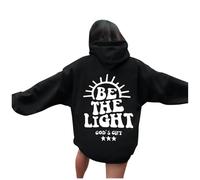 Christian Be The Light - Sudadera con capucha para mujer, cuello redondo, diseño de Jesús Backwoods, Pray The Lord, diseño gráfico de moda, estilo gótico, religioso, azul claro, L