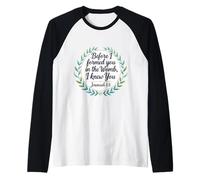Christian Bible Pro-Life Cita Jeremías 1:5 Creyente Floral Camiseta Manga Raglan