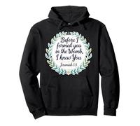 Christian Bible Pro-Life Cita Jeremías 1:5 Creyente Floral Sudadera con Capucha