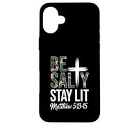 Christian Bible Verse Be Salty Stay Lit Matthew Bible Verse Carcasa para iPhone 16 Plus