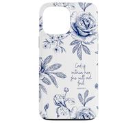 Christian Bible Verse Psalm Blue Toile French Florals Carcasa para iPhone 13 Pro Max