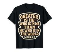 Christian Bible Verse Quote Jesus Greater Is He Who Is In Me Camiseta gráfica económica