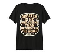 Christian Bible Verse Quote Jesus Greater Is He Who Is In Me Camiseta Premium