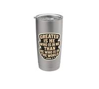 Christian Bible Verse Quote Jesus Greater Is He Who Is In Me Vaso térmico de acero inoxidable de doble pared