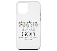 Christian Bible Verse Romans 8:28 We Know God Works for Good Carcasa para iPhone 12 Mini