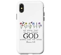 Christian Bible Verse Romans 8:28 We Know God Works for Good Carcasa para iPhone X/XS