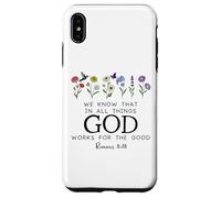 Christian Bible Verse Romans 8:28 We Know God Works for Good Carcasa para iPhone XS MAX