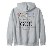 Christian Bible Verse Romans 8:28 We Know God Works for Good Sudadera con Capucha