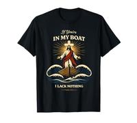 Christian Boat Faith Design Salmo 23:1 Jesús Waves Religious Camiseta