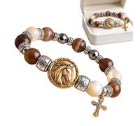 Christian Bracelet, Natural Stone Bead Bracelet, Faith Inspirational Charm