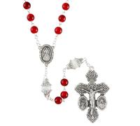 Christian Brands Rosario de crucifijo de doble medalla divina y santa Faustina, cristales de lectura, paquete de 2