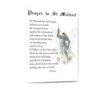 Christian Canvas Wall Art Prayer to St Michael the Archangel Catholic Gifts Saint Michael Poster Farmhouse Painting for Home Office Decor(Framed,08x12inch(20x30cm))