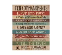 Christian Children's Room Decor, Ten Commandments Bible Poster for Kids, Sunday School Classroom & Religious Education Wall Art(Framed,12x18inch(30x45cm))