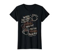 Christian Coffee Faith Cita Humor matutino para creyentes Camiseta gráfica económica, Mujer, Negro, XS