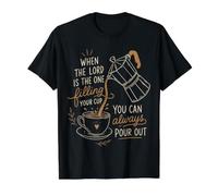 Christian Coffee Faith Quote Mañana Taza Humor Camiseta gráfica económica, Hombre, Negro, M