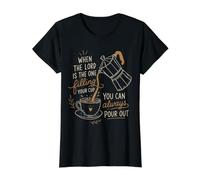 Christian Coffee Faith Quote Mañana Taza Humor Camiseta gráfica económica, Mujer, Negro, M