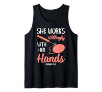 Christian Crochet Idea - Ella Trabaja voluntariamente con Sus Manos Camiseta sin Mangas