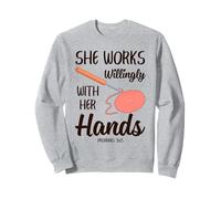 Christian Crochet Idea - Ella Trabaja voluntariamente con Sus Manos Sudadera