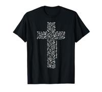 Christian Cross tee Hojas de otoño Grateful Thankful Blessed Camiseta