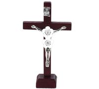 Christian Easter Decor - Wooden Festive Atmosphere Prop, Wooden Cross Sign for Tabletop, Faith Based Celebration Interior Accent Function for Bedside Farmhouse, Winter Decorations, Special Celebration