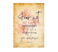 Christian Encouragement Canvas, Fear Not Bible Verse from Isaiah 43:1, Modern Landscape Wall Art Print for Anxiety, Hope, Home Decor & Gift(Framed,08x12inch(20x30cm))