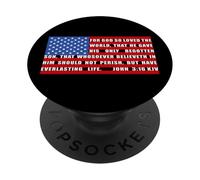 Christian Faith John 3:16 Bible Verse USA Flag of America PopSockets PopGrip Adhesivo
