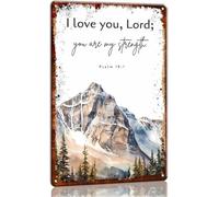 Christian Faith Metal Sign Psalm 18 1 I Love You Lord Bible Verse Wall Hanging for Living Room 8 X 12 in
