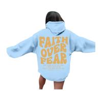Christian Faith Over Fear - Lindas sudaderas con capucha para mujer 2025, casual, con capucha de Jesús, trajes con capucha I Love Jesus Y2K Essential Fashion Graphic de manga larga, suéter suave de