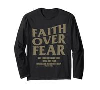 Christian Faith Over Fear Shirt Men Jesus Religious Shirts Manga Larga