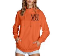 Christian Faith Over Fear - Sudaderas con capucha para mujer, a la moda, casual, cuello alto, con capucha, con diseño de Dios, otoño, país, preppy Jesus Saves I Love Jesus, naranja, S