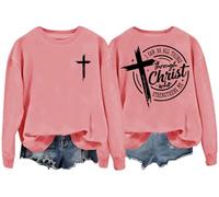 Christian Faith - Sudadera unisex con texto en inglés "I Can Do All Things Through Christ Who Strengthens Me", rosa, L