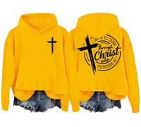 Christian Faith Sudaderas con capucha "I Can Do All Things Through Christ Who Strengthens Me", sudadera unisex con gráfico, amarillo, M