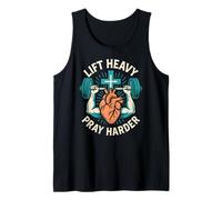 Christian Fitness Lift Heavy Pray Harder Cool Mens Faith Camiseta sin Mangas
