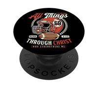 Christian Football Philippians 4:13 Versículo bíblico Motivacional PopSockets PopGrip Adhesivo