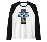Christian Football Player Biblia Versículo Cita Filipenses 4:13 Camiseta Manga Raglan