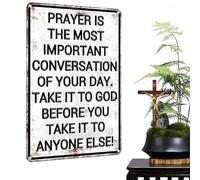 Christian God's Gift Prayer Wall Art - Religious Metal Wall Decoration For Home & Church | Inspirational "Prayer Is The Most Important Conversation" Sign | Spiritual Decor For Praÿer Roomsn