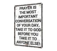 Christian God's Gift Prayer Wall Art - Religious Metal Wall Decoration For Home & Church | Inspirational "Prayer Is The Most Important Conversation" Sign | Spiritual Decor For Praÿer Roomsn