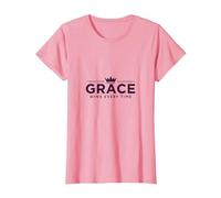 Christian Grace GANA Cada Vez Corona inspiradora Camiseta, Mujer, Rosado, M