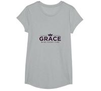 Christian Grace GANA Cada Vez Corona inspiradora Camiseta, Niñas, Gris Jaspeado, Mediano