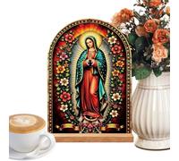 Christian Home Decor Jesus Virgin Mary Acrylic Stand with Wood Base