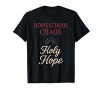 Christian Homeschool Mamá Agotado Caos Fe Humor Camiseta