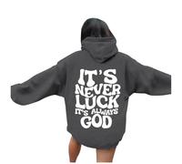 Christian It's Never It's Always God Sudaderas con capucha para mujer, diseño deportivo de Jesús, sudadera religiosa Y2K, cuello redondo, letra larga, trajes cómodos, anime, fe, liso, rosa claro, M