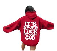 Christian It's Never It's Always God - Sudaderas con capucha para mujer, manga larga, diseño de Jesús, cuello redondo, con capucha, diseño de dibujos animados, diseño de letras deportivas, para otoño