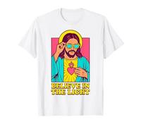Christian Jesus Believe In The Light Anime Pop Art Blanco Camiseta