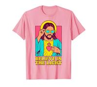 Christian Jesus Believe In The Light Anime Pop Art Rosa Camiseta
