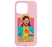 Christian Jesus Believe In The Light Anime Pop Art Rosa Carcasa para iPhone 15 Pro MAX